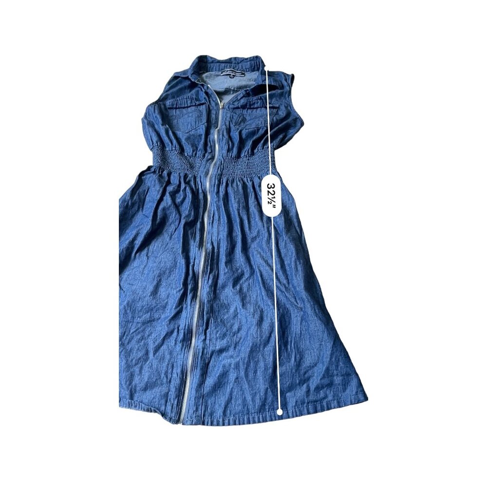 Love University Y2K Denim Dress Womens S/M Blue Sleeveless Western Boho Indie - Picture 10 of 10